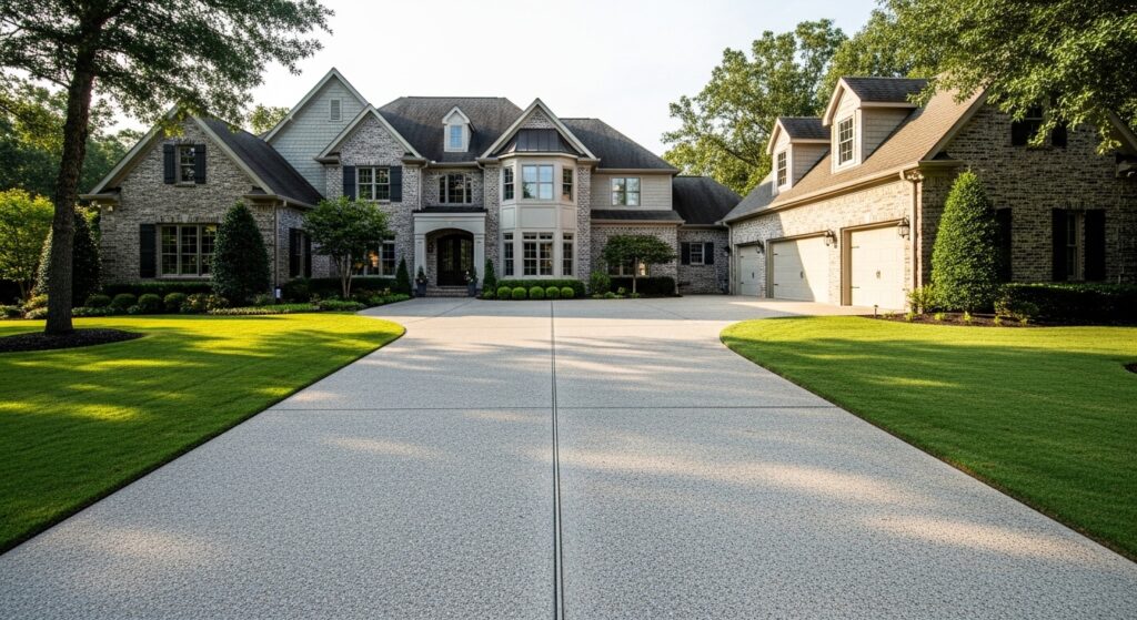 concrete driveway installation in residential property with smooth finish