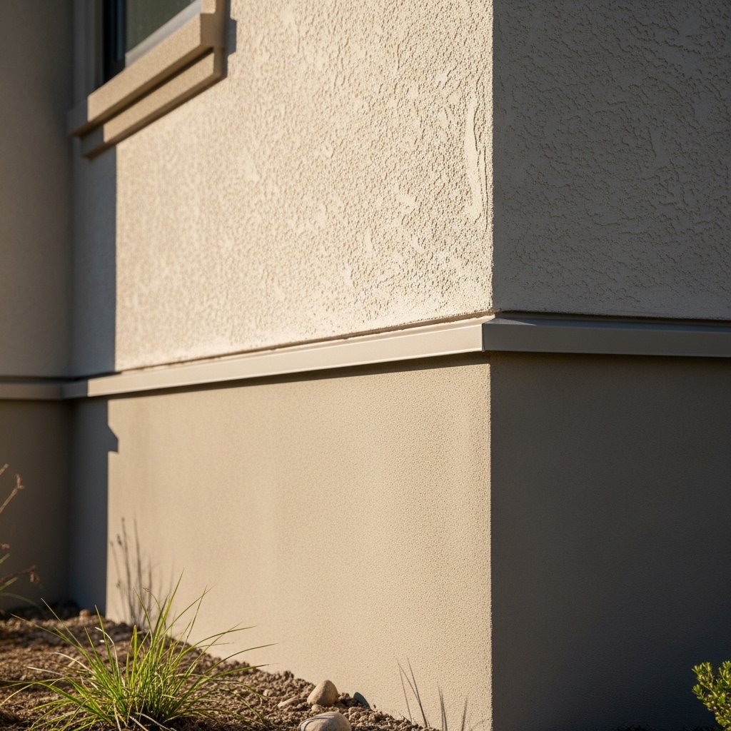 foundation wall with parging and stucco finish for protection